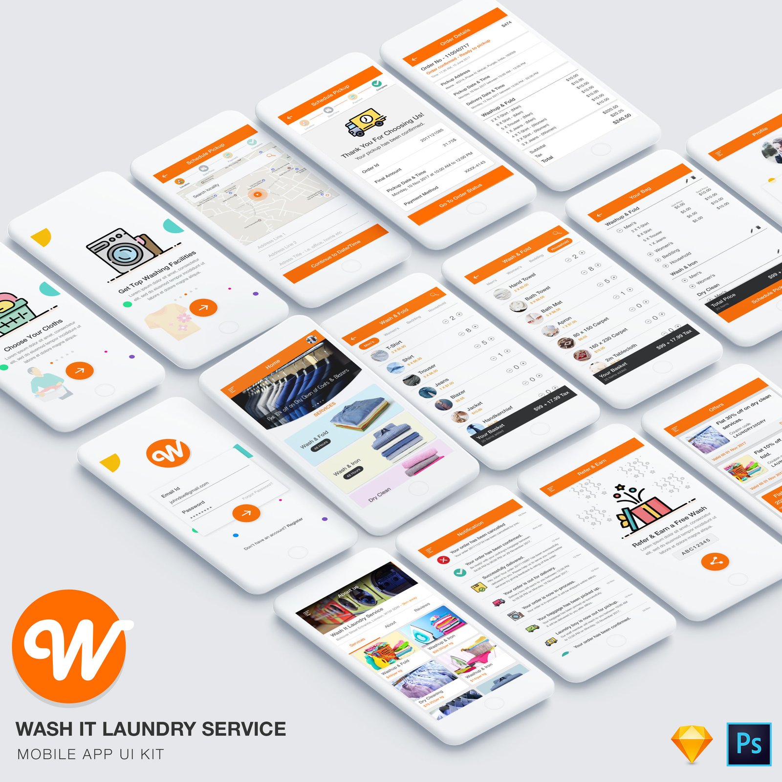 Wash It Laundry App UI Kit