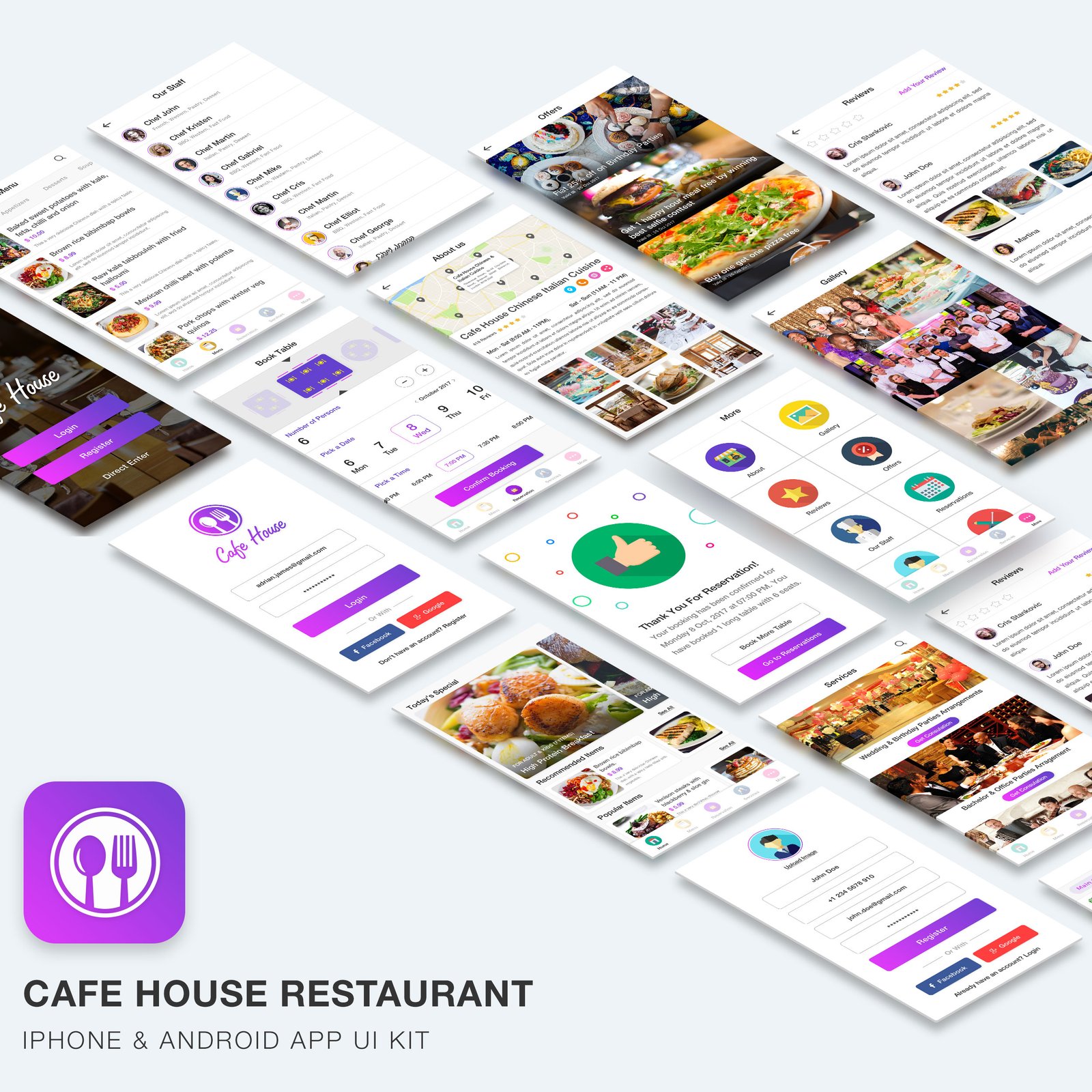 Cafe House Restaurant App UI Kit