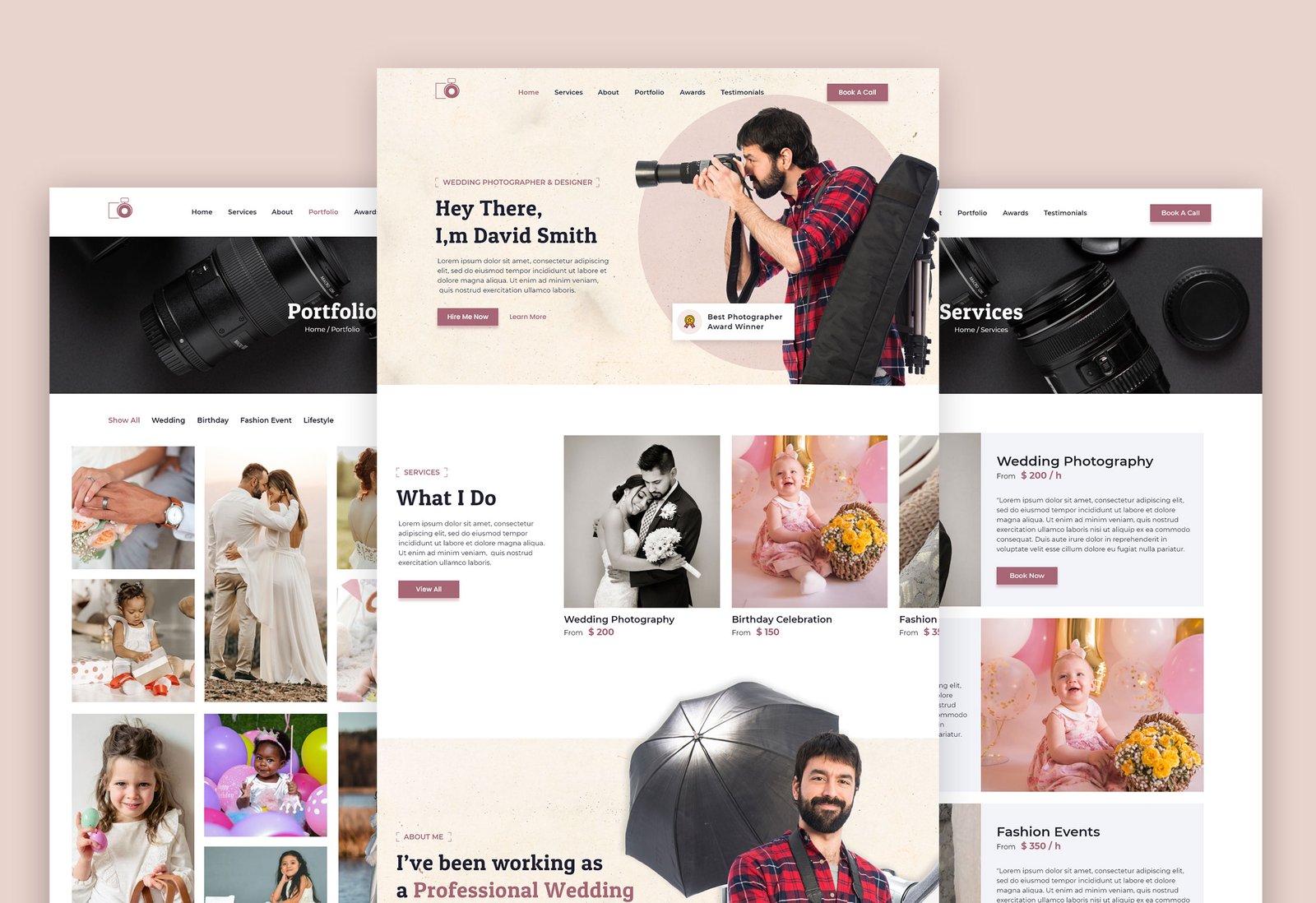 Photography website template HTML
